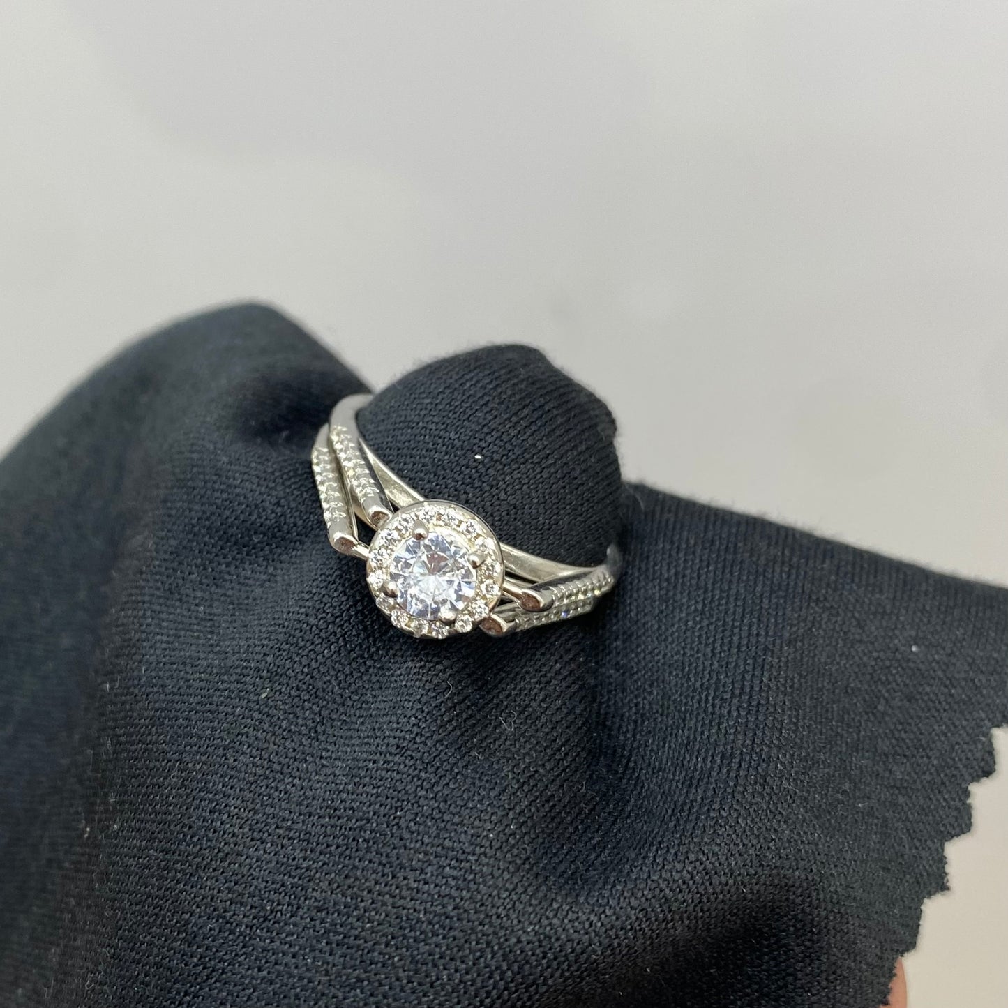 Bague double face en argent rhodié 925S